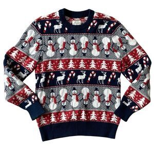 Vintage St John's Bay Snowman Christmas Sweater Fair Isle Ugly Sweater Small